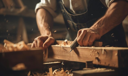 Picture of a craftsman working with wood.